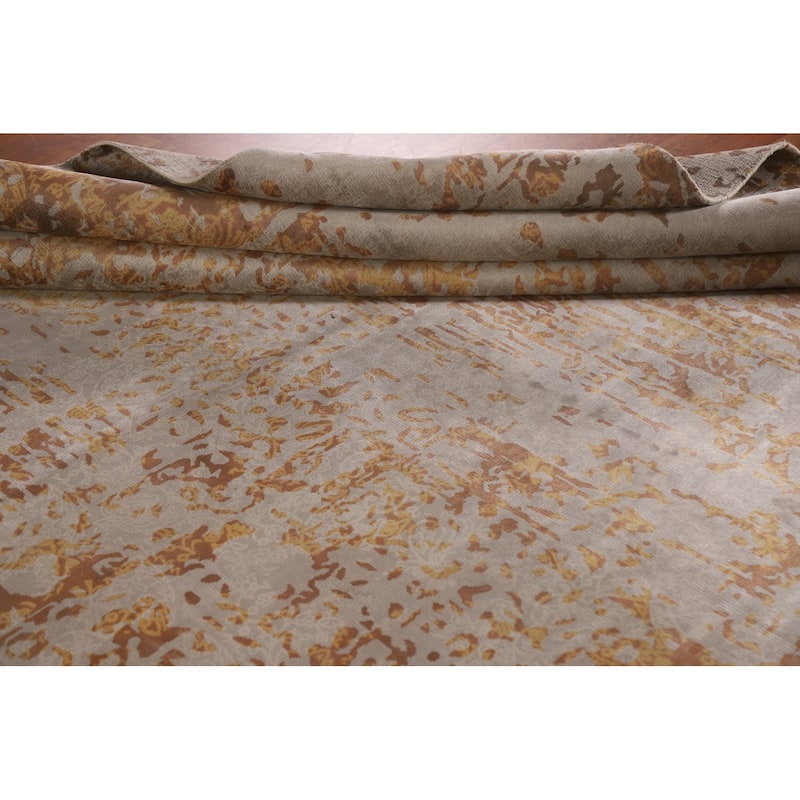 Beige Modern / Abstract Area Rug Hand-Knotted Wool Carpet - 7'11"x 10'1"