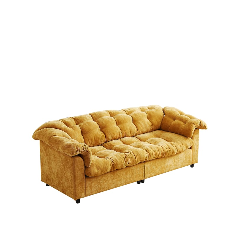 99.2" Fabric Modern Classic 3-Seater Sofa, Solid Wood Frame & Plush Cloud Cushioning