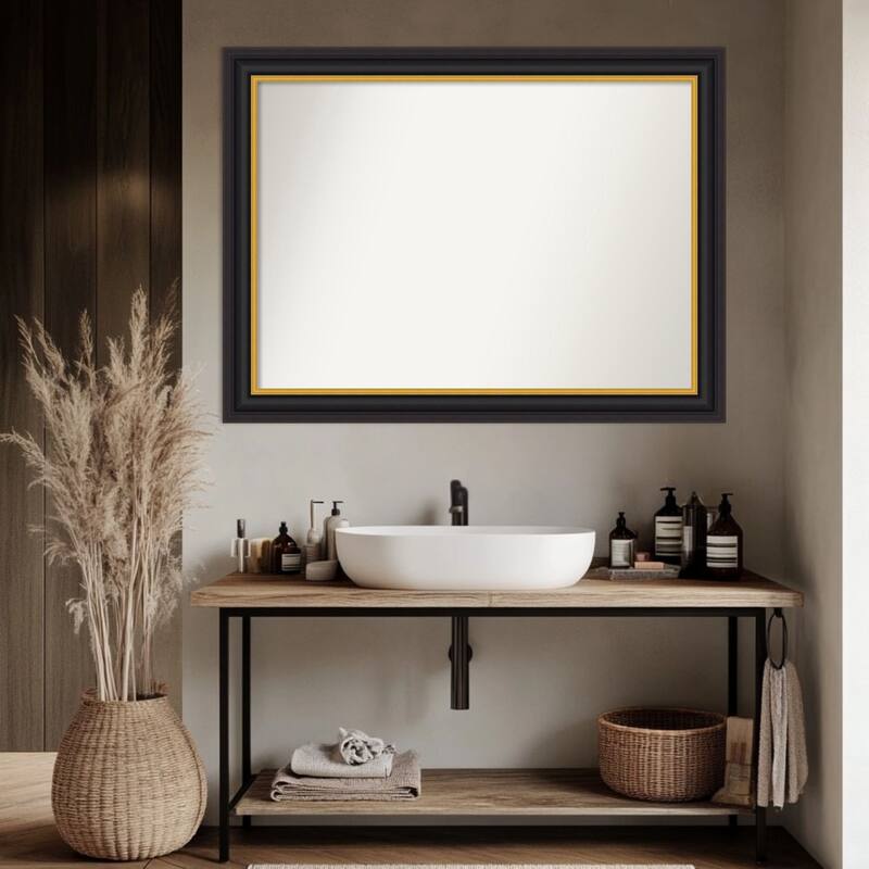 Sierra Non-Beveled Wood Framed Bathroom Vanity Wall Mirror