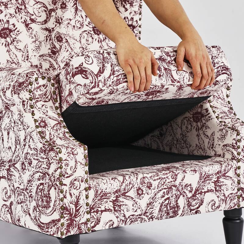 Wingback Accent Chair Nailhead Trim Living Room Reading Chair