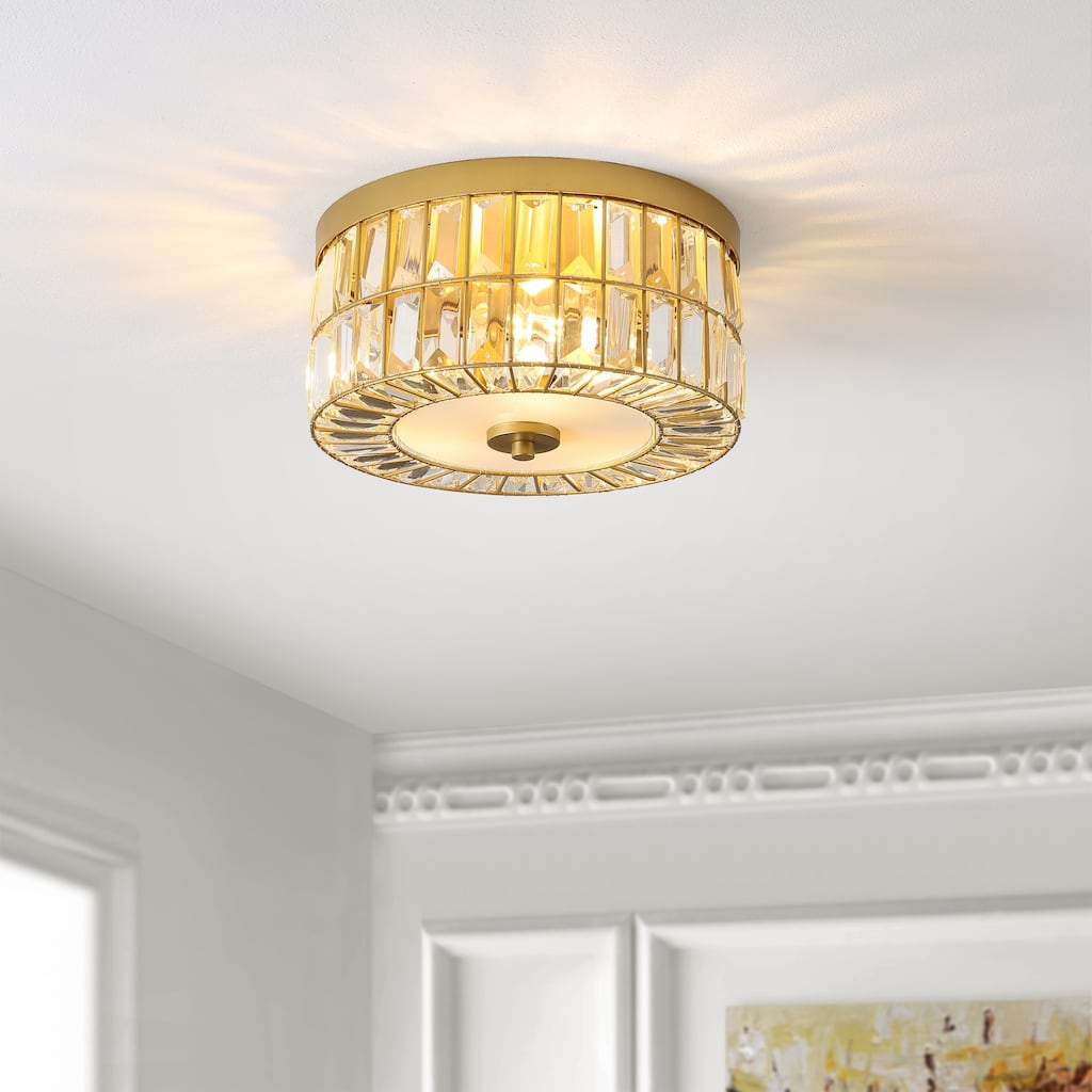 SAFAVIEH Lighting Tjalline Flush Mount - 12" W x 12" D x 7" H - Brass - 12Wx12Dx7H