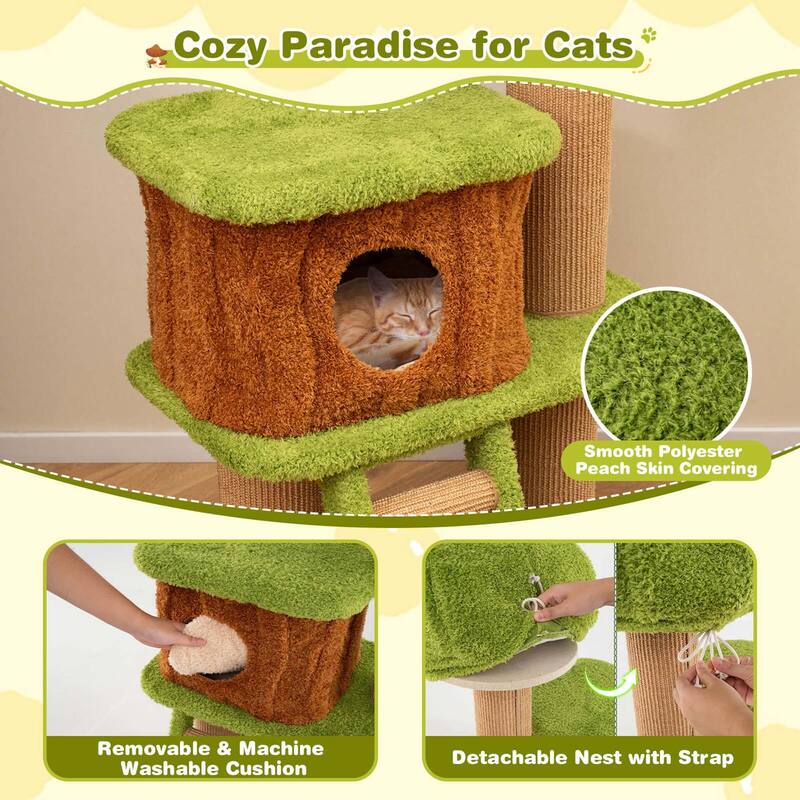 Costway 56" Tall Cat Tower with Mushroom-shaped Nest Condo Climbing - See Details