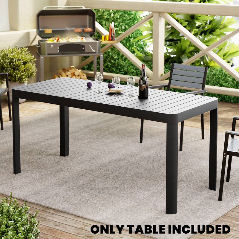 Outdoor Patio Expandable Rectangular Aluminum Dining Table - 29.92" H x 46.06"/63.78" W x 27.56" D - Black