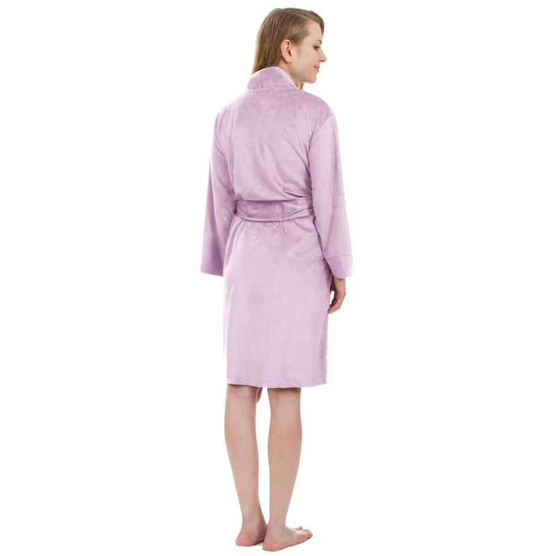 Leisureland Women's Ultra Soft Velvet Fleece Robe with Inseam Pockets