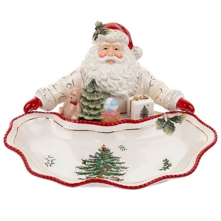Spode Christmas Tree Figural Santa Dish - 12.25" L x 11.75" W x 6.25" H
