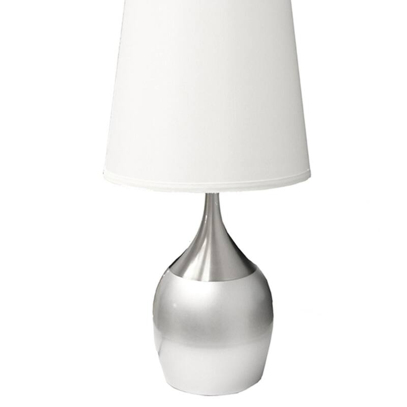 24" Tall Metal Touch Table Lamp with Silver finish, White Shade