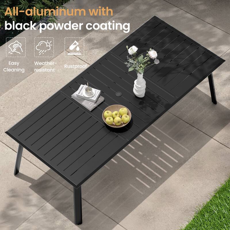 VredHom Outdoor Aluminum Dining Table with Umbrella Hole