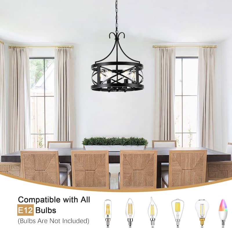 6-Light Classic Candlestick Hanging Linear Foyer Chandelier Lighting for Dining Room Kitchen Island
