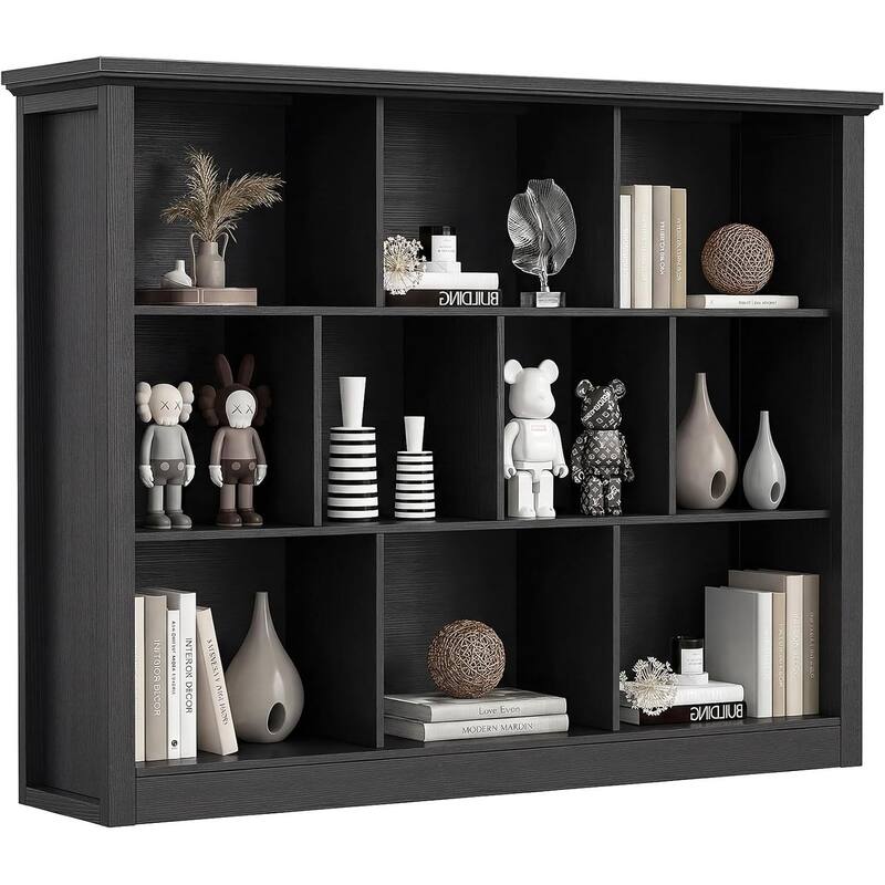 7/10 Cube Bookcase Organizer with Backpanel, 50" Wooden Storage Book Shelf for Living Room, Bedroom, Home Office, Kids Room