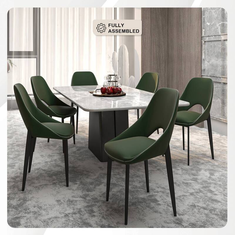 Amalfi Set of 2 Dining Chairs- Elegant Mid-Century Modern Chair w Open Back & Metal Legs for Kitchen, Dining Room & Small Spaces