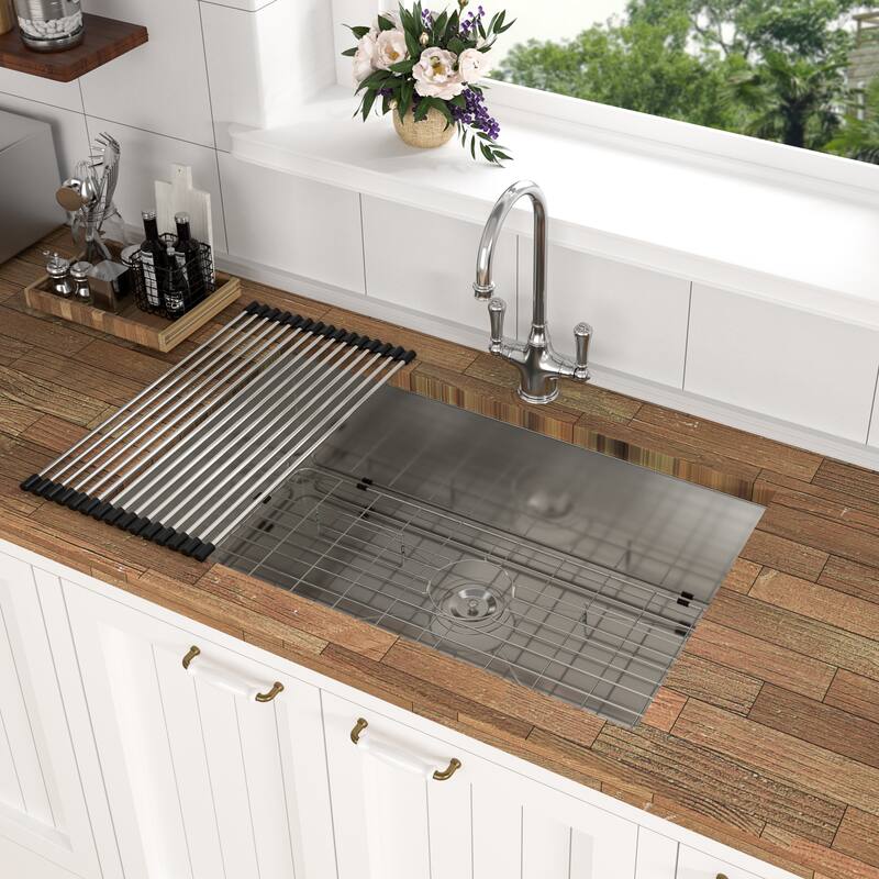 Undermount 16 Gauge Single Bowl Stainless Steel Kitchen Sink in Brushed Nickel