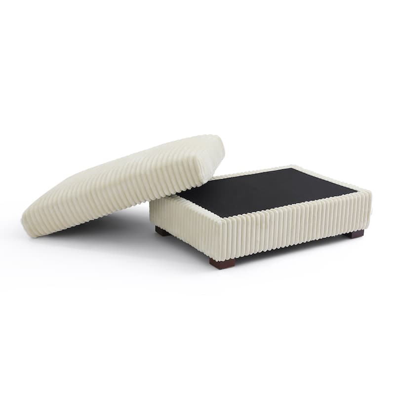 41" W Plush Corduroy Upholstered Rectangular Ottoman