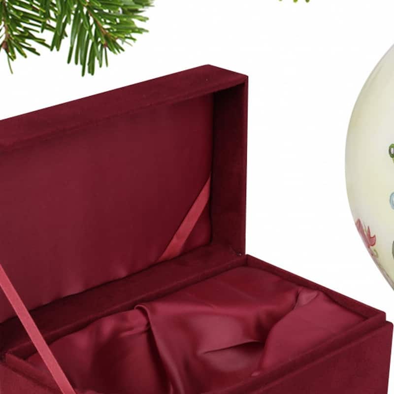 Baby Carriage with Presents Hand Painted Mouth Blown Glass Ornament - 4.75" x 2.5" x 2.5"