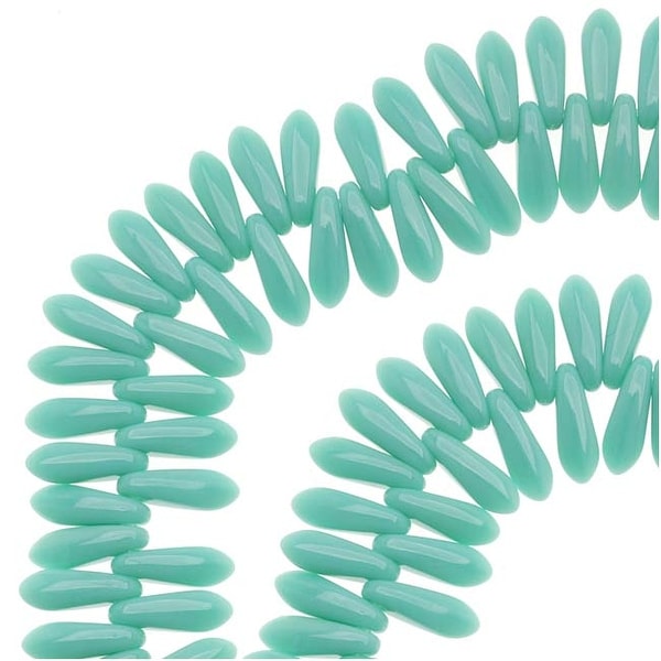 Czech Pressed Glass 3 x 10mm Dagger Beads - Turquoise (50)