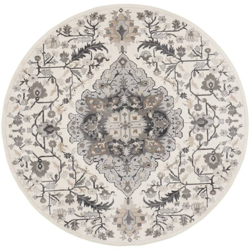 Ceceb Power Loomed Geometric Floral Non Skid Low Pile Area Rug By HomeRoots - 94' X '94' X '0.25