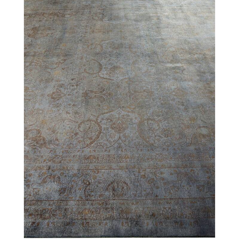 Overton Hand Knotted Wool Vintage Inspired Modern Contemporary Overdyed Gray Area Rug - 9' 2" x 11' 7"