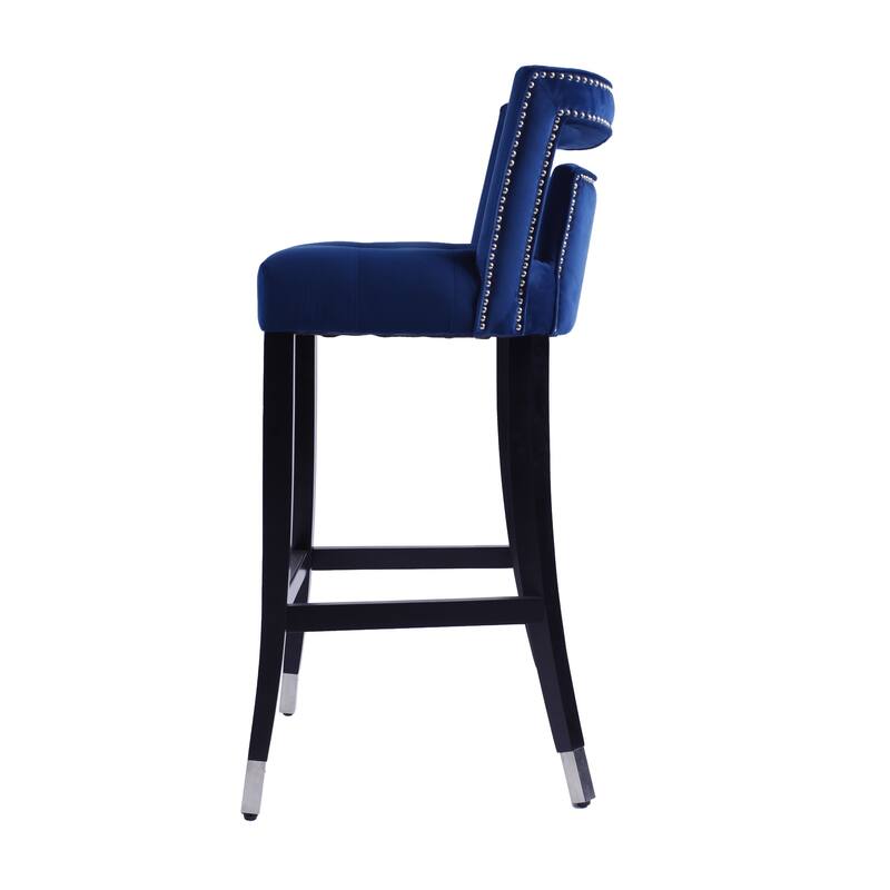 Velvet Barstool with nailheads(Set of 2)