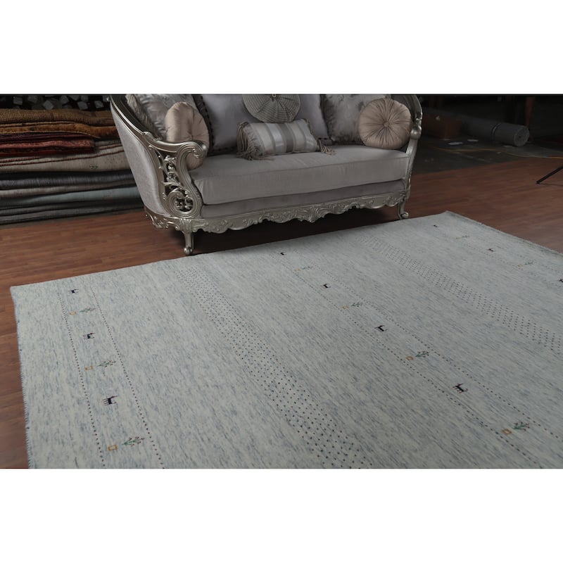 Hand Knotted Oriental 100% Wool Carpet Tribal Animal Pictorial Beige & Ivories Gabbeh Area Rug - 10' 0'' X 8' 3''