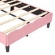 preview thumbnail 9 of 10, Twin Size PU Leather Princess Bed with Crown-Shaped Tufted Headboard, Pink and Cream Upholstered Kids Bed
