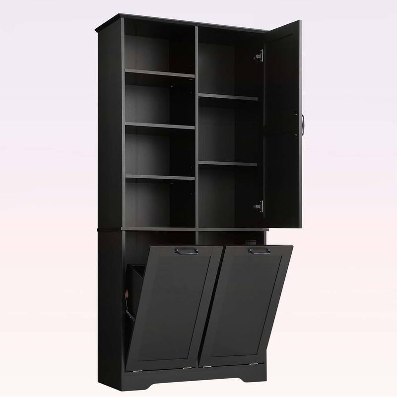Bathroom Storage Cabinet with Doors,Drawers,Tilt-Out Laundry Hamper,and Adjustable Shelves