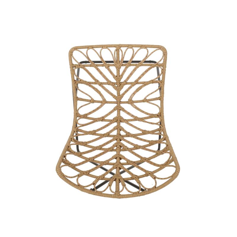 Roomfitters Outdoor Rattan Accent Chair with Metal Frame, Lounge Patio Chair, Light Brown