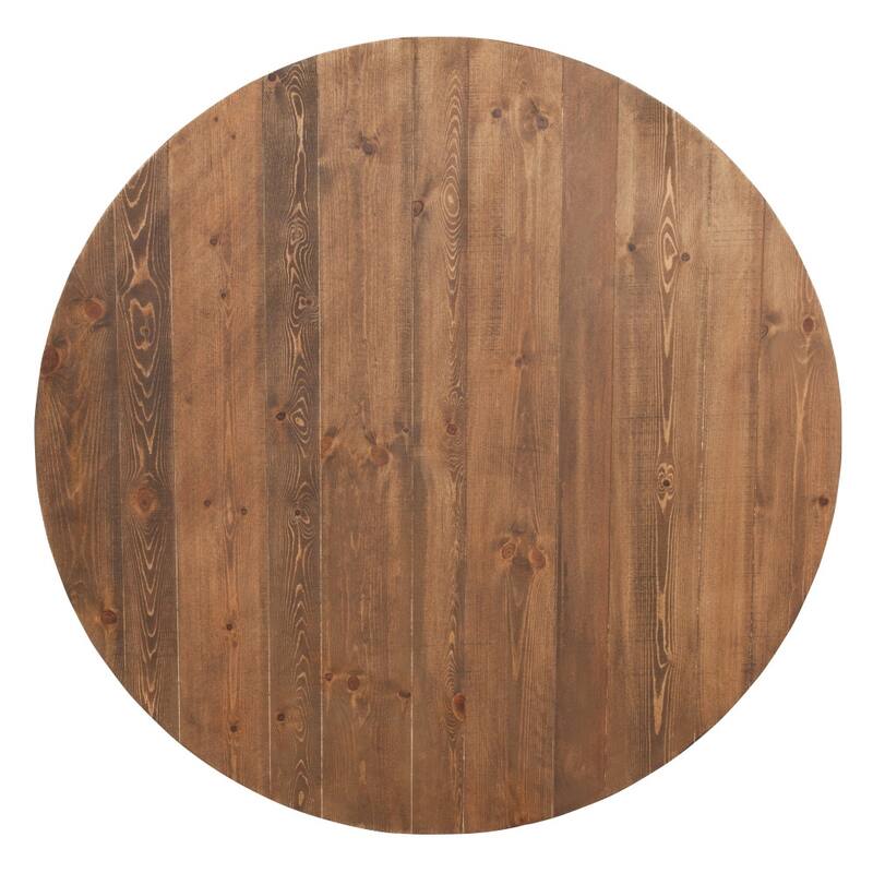 60" Round Solid Pine Folding Farm Dining Table Set with 4 Cross Back Chairs