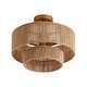 preview thumbnail 17 of 19, Bohemian 3-Light Antique Gold Natural Jute Rope Drum Semi-Flush Mount Ceiling Light - 15.4" W x 12.6" H