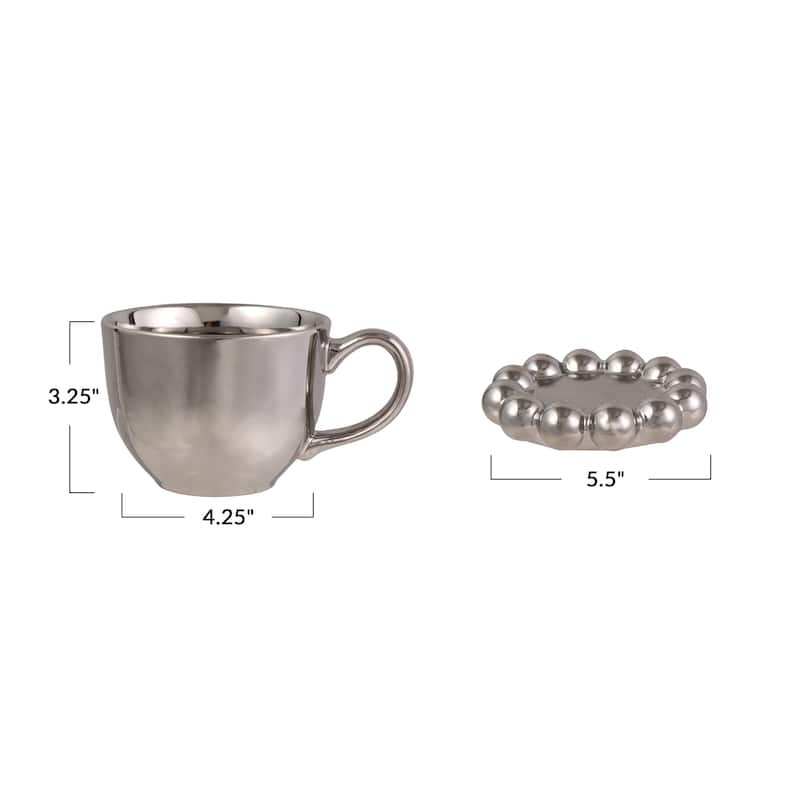 Stoneware Mug with Ball Edge Saucer