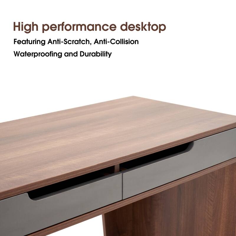 Ivinta Computer Desk with Drawers Storage Shelves, Modern Study Writing Table with Storage Cabinet for Home Office
