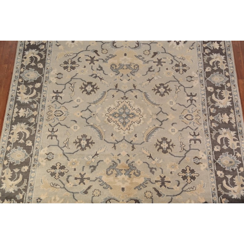 All-Over Floral Oushak Indian Area Rug Handmade Wool Carpet - 8'1"x 9'8"