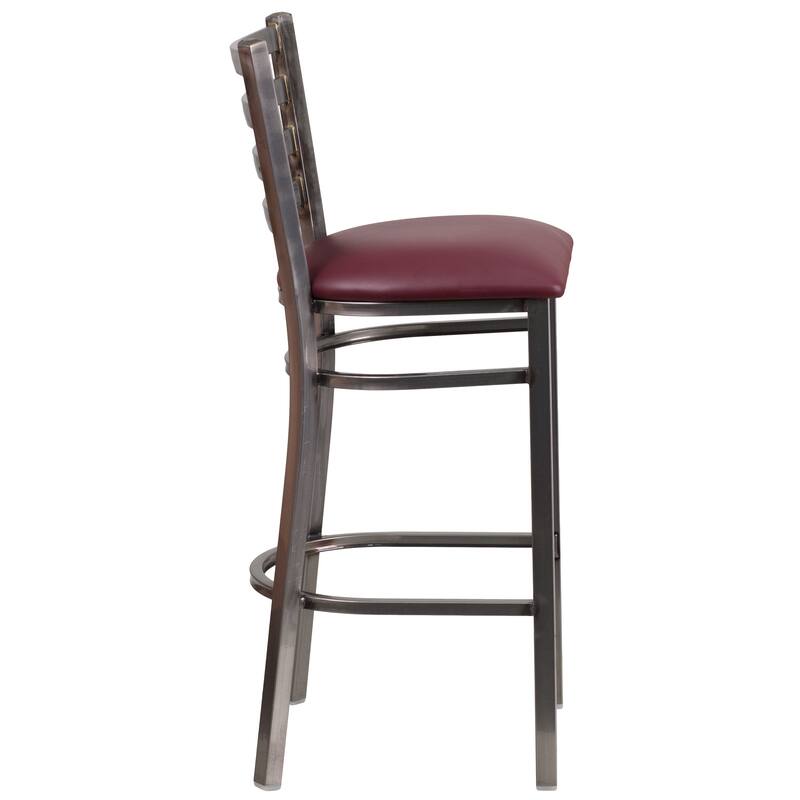 Clear Coated Ladder Back Metal Restaurant Barstool - 17"W x 18"D x 42.25"H