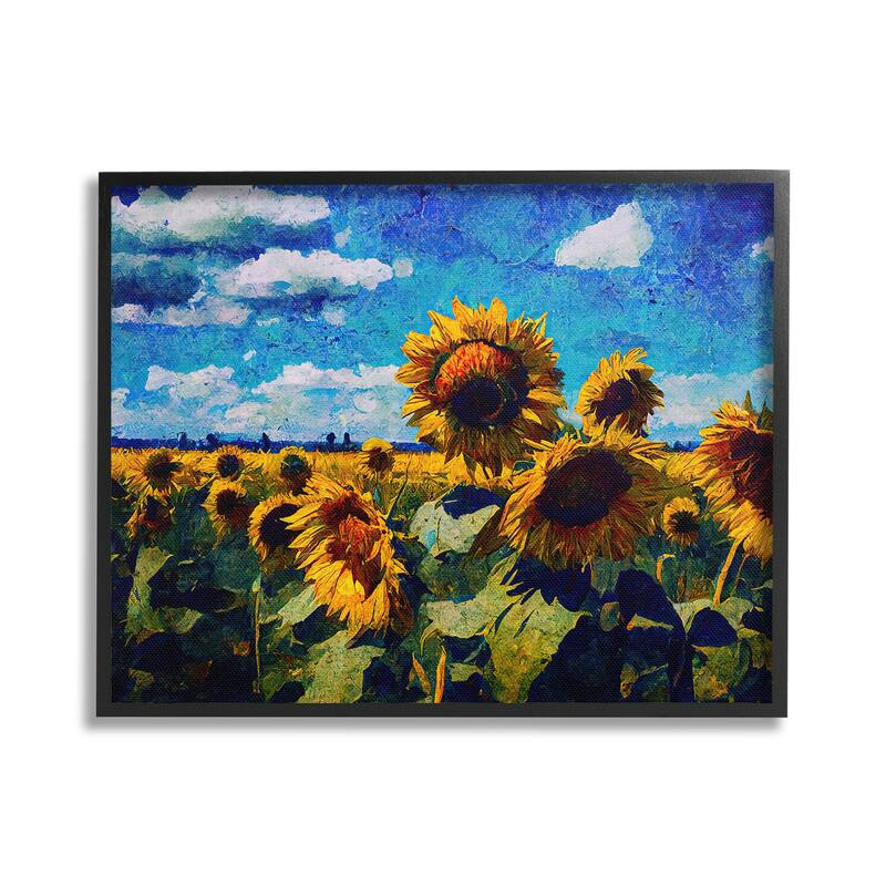 Stupell Sunflower Field & Clouds Framed Giclee Art Design By Gina Kelly