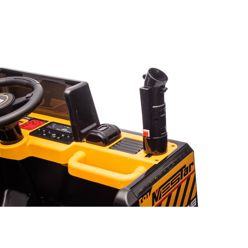 24V Electric Kid Ride On Car with Remote Control, 2 Seater 24" Wideth Ride on Engineering Vehicles for Kids - Yellow