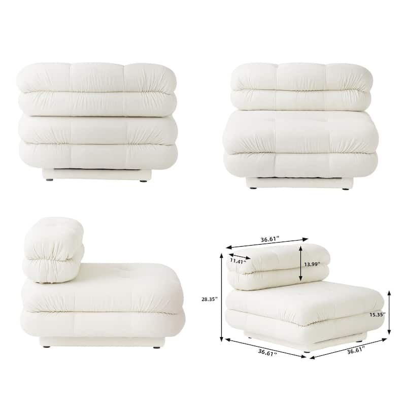 Large Teddy Velvet Fabric 4-pieces Modular Sectional sofa