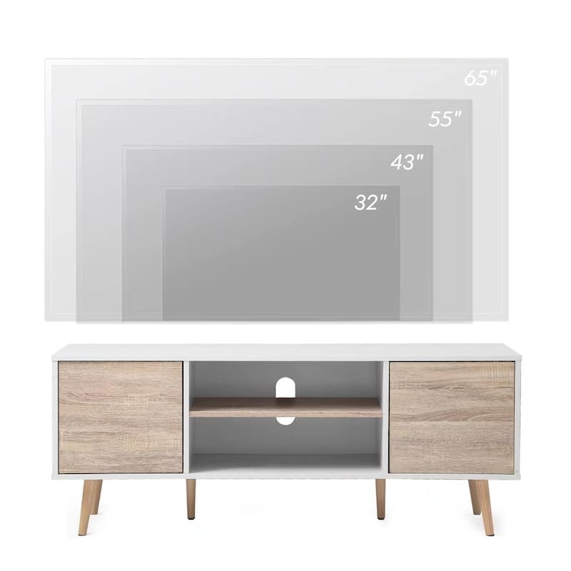 WAMPAT Mid Century Modern TV Stand Entertainment Center