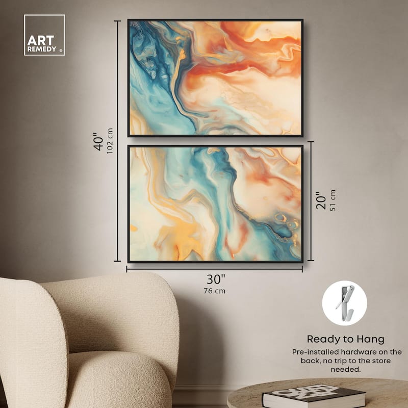 Marbled Sunrise II Canvas Set of 2 by Art Remedy