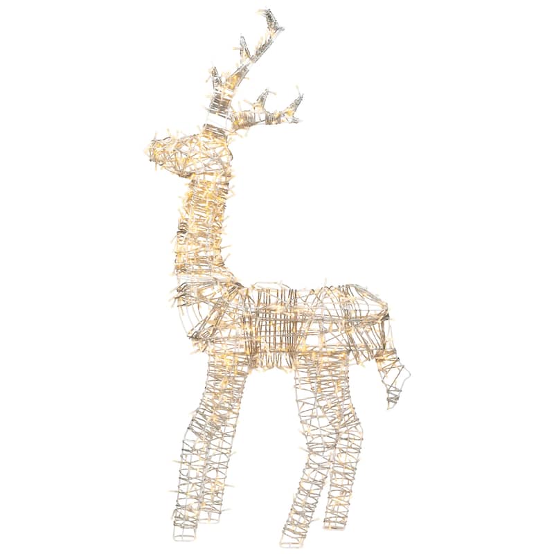 48" White LED Upright Standing Reindeer Christmas Outdoor Decoration