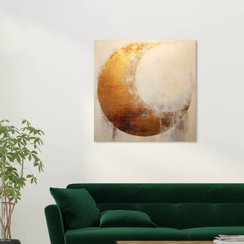 Wynwood Studio Canvas Astronomy and Space Vintage Abstract Moon Gold and Metallic Gold Modern Wall Art Canvas Print - 30 x 30
