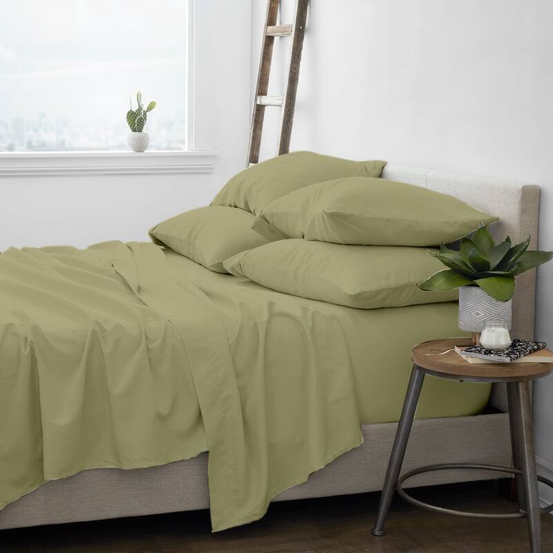 Premium Home Collection Microfiber Soft Cooling Bed Sheet Set - 6 Piece Set - King - Sage