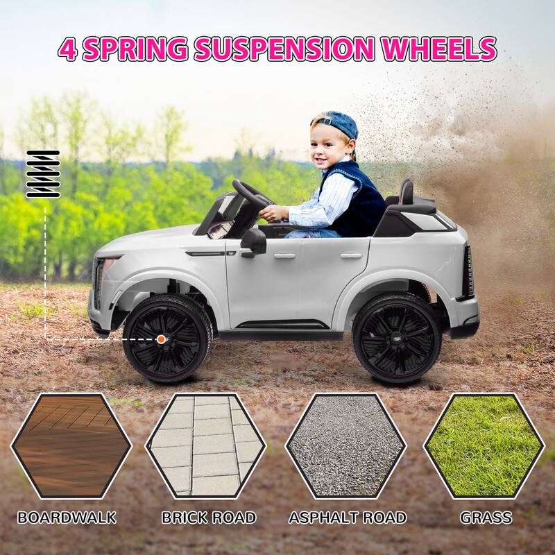 12V 2-Seater Kids Electric Car with Remote, Licensed Cadillac Escalade IQ 2025, LED Lights, Music, and 4-Wheel Suspension