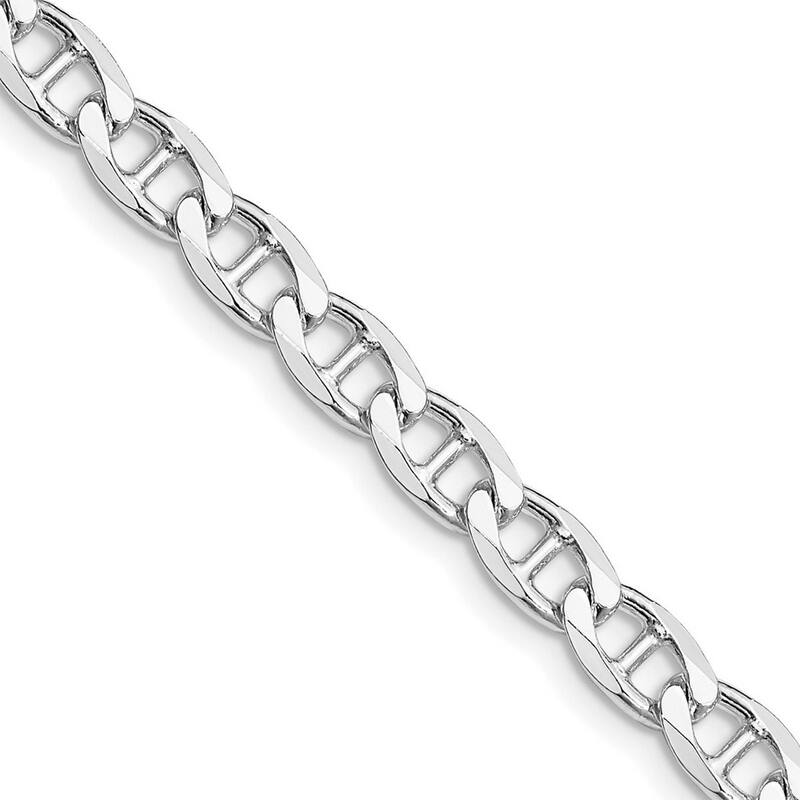 Curata 925 Sterling Silver Rhodium 5.7mm Flat Cuban Anchor Chain Necklace Options: 18 20 22 24