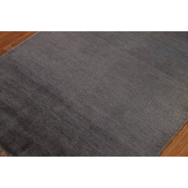 Gray & Blue Gabbeh Modern Foyer Rug Handmade Wool Carpet - 3'5"x 4'10"