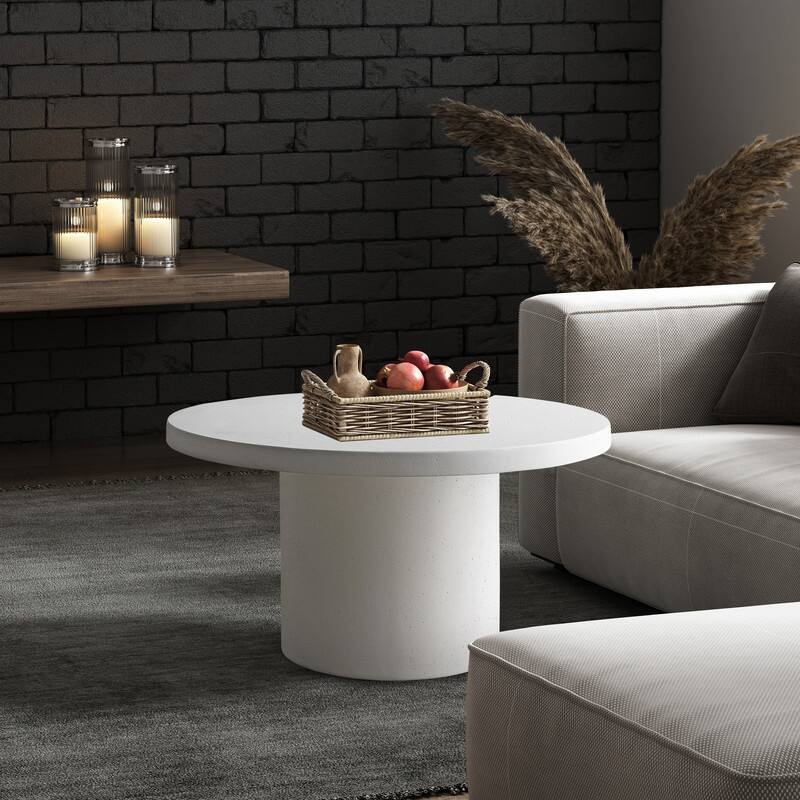 Travertine Round Coffee Table Circle Pedestal Table