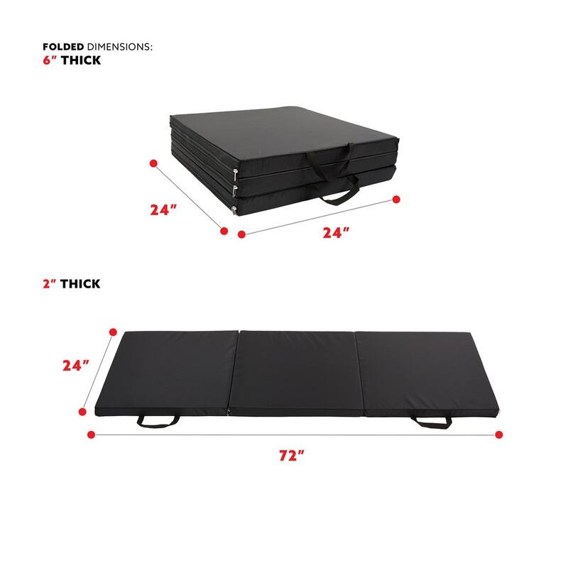 Sunny Health & Fitness No. 048 Tri-Fold Exercise Mat - Black