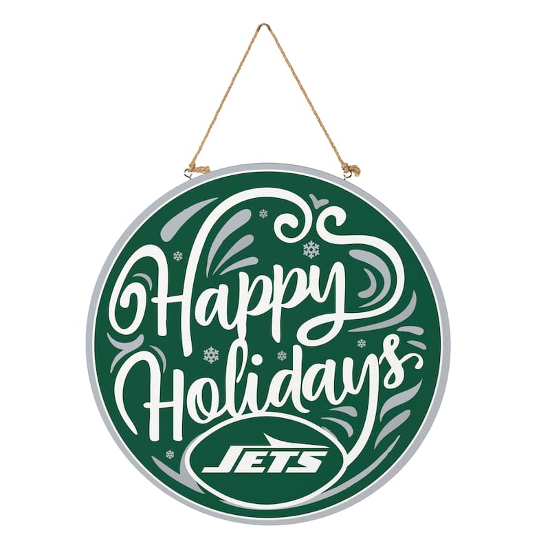 New York Jets 18" x 18" Happy Holidays Door Décor Wall Sign - 18" x 18"