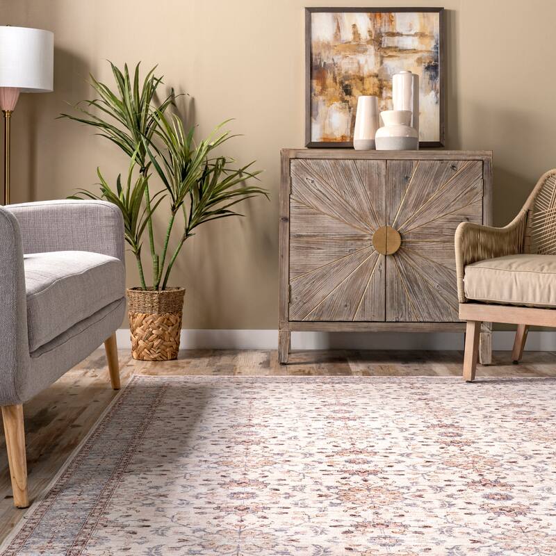 Nuloom Gemma SpinClean Machine Washable Transitional Floral Area Rug