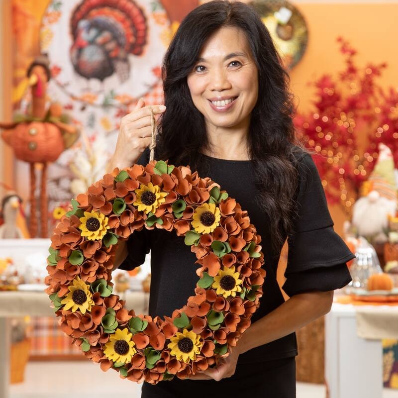 Sunflower Wood Curl Wreath