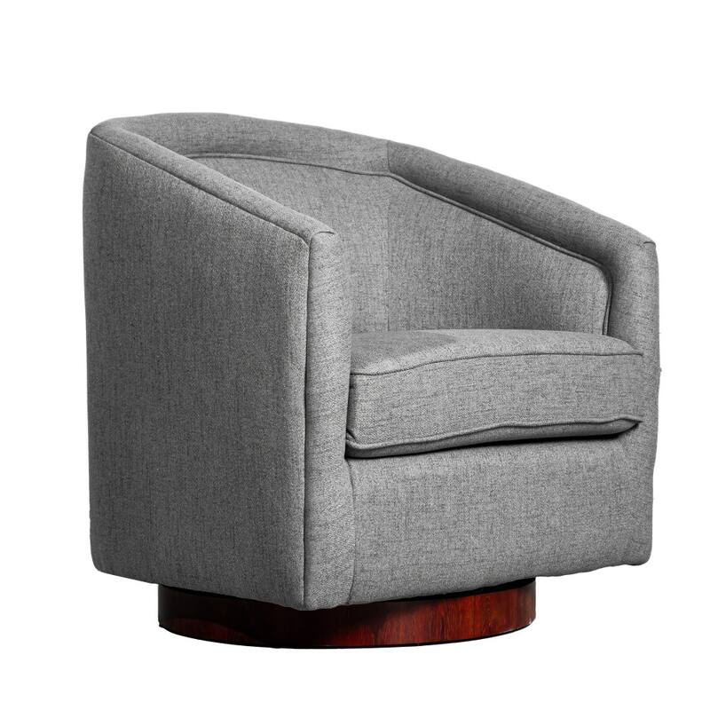 Traditional Club Style Upholstered Accent Chair with 360° Swivel Metal Base