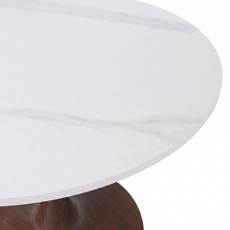 Bristol Modern 31" Round Sintered Stone Dining Table with Pedestal Base - Minimalist Scratch-Resistant Kitchen Table