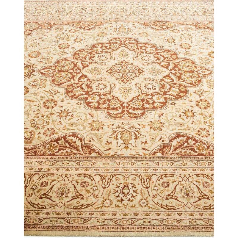 Overton Handknotted Wool Traditional Oriental Ivory Area Rug - 6' x 9'